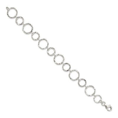 Sterling Silver 14mm Handmade Hammered Fancy Link Chain Bracelet – view 3