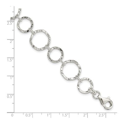 Sterling Silver 14mm Handmade Hammered Fancy Link Chain Bracelet – view 5
