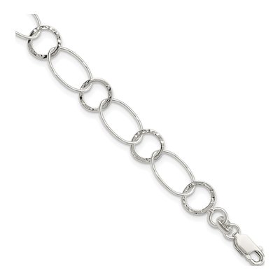 Sterling Silver 9.25mm Fancy Link Chain Bracelet