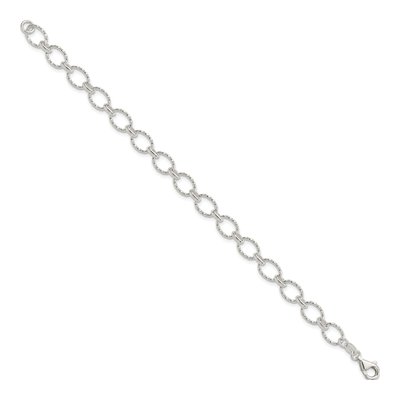 Sterling Silver 6.5mm Handmade Fancy Link Chain Bracelet – view 3