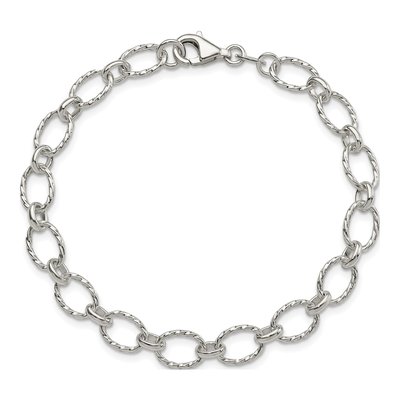 Sterling Silver 6.5mm Handmade Fancy Link Chain Bracelet – view 4