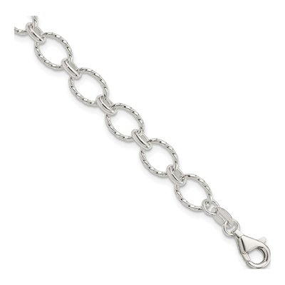 Sterling Silver 6.5mm Handmade Fancy Link Chain Bracelet