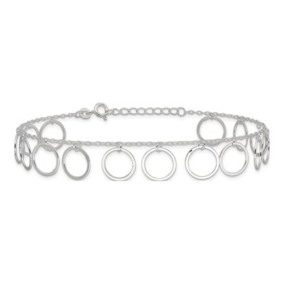 Sterling Silver Dangle Circles Anklet – view 5