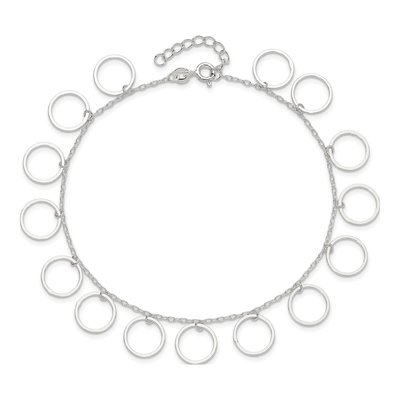 Sterling Silver Dangle Circles Anklet – view 6