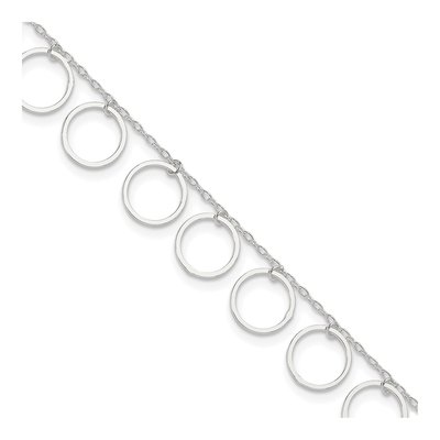 Sterling Silver Dangle Circles Anklet