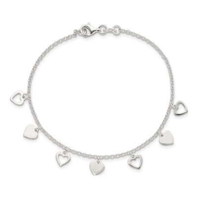 Sterling Silver Heart Station Bracelet – view 4