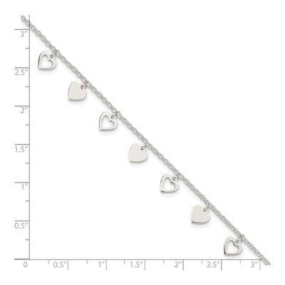 Sterling Silver Heart Station Bracelet – view 5