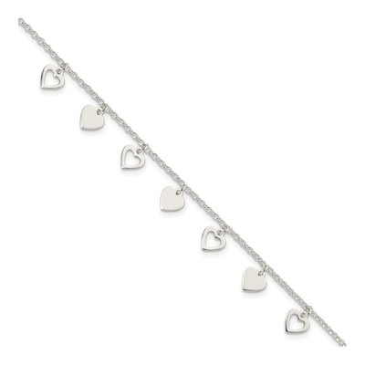 Sterling Silver Heart Station Bracelet