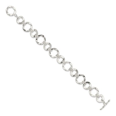 Sterling Silver 12.5mm Circle Fancy Link Chain Bracelet – view 3