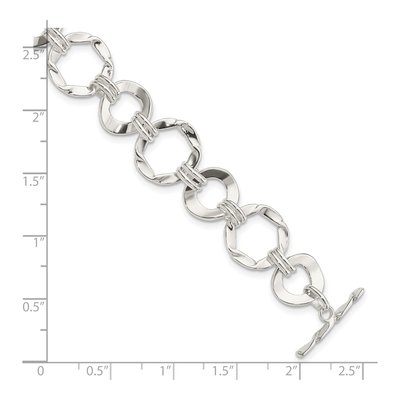 Sterling Silver 12.5mm Circle Fancy Link Chain Bracelet – view 5