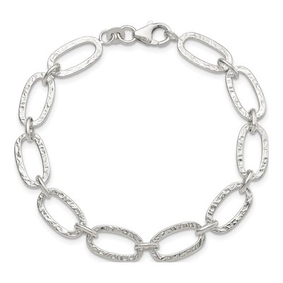 Sterling Silver 9mm Fancy Link Chain Bracelet – view 4