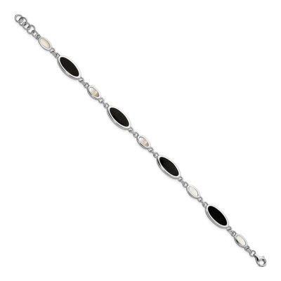 Sterling Silver Onyx & Mother of Pearl Bracelet – view 2