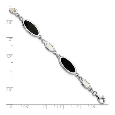 Sterling Silver Onyx & Mother of Pearl Bracelet – view 3