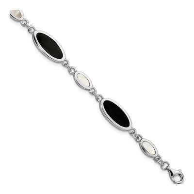 Sterling Silver Onyx & Mother of Pearl Bracelet