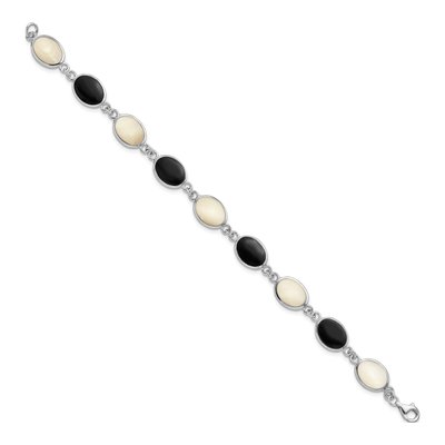 Sterling Silver Onyx & Mother of Pearl Bracelet – view 2