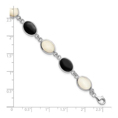 Sterling Silver Onyx & Mother of Pearl Bracelet – view 3