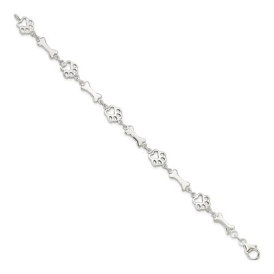 Sterling Silver Dog Bones Paws Bracelet – view 3