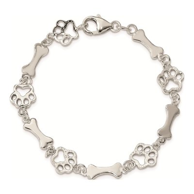 Sterling Silver Dog Bones Paws Bracelet – view 4