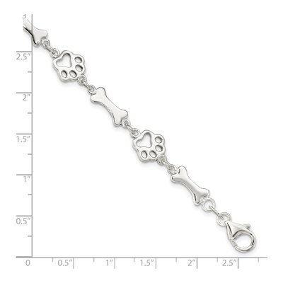 Sterling Silver Dog Bones Paws Bracelet – view 5