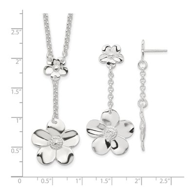 Sterling Silver Floral Necklace & Earring Set – view 4