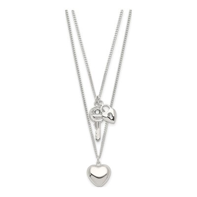 Sterling Silver Heart Key Pendant Necklace – view 3