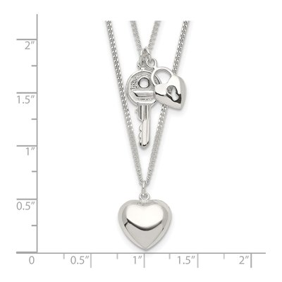 Sterling Silver Heart Key Pendant Necklace – view 5