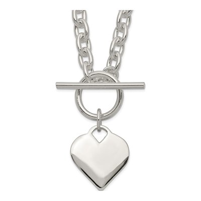Sterling Silver Heart Toggle Pendant Necklace