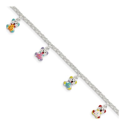 Sterling Silver Girl's Enamel Bear Bracelet