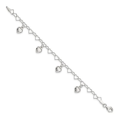 Sterling Silver Girls' Dangling Heart Bracelet – view 3