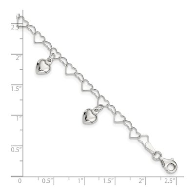 Sterling Silver Girls' Dangling Heart Bracelet – view 5