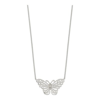 Sterling Silver Butterfly Pendant Necklace – view 3