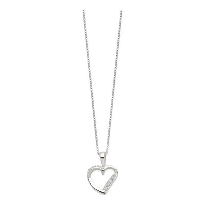 Sterling Silver CZ Heart Pendant Necklace – view 3