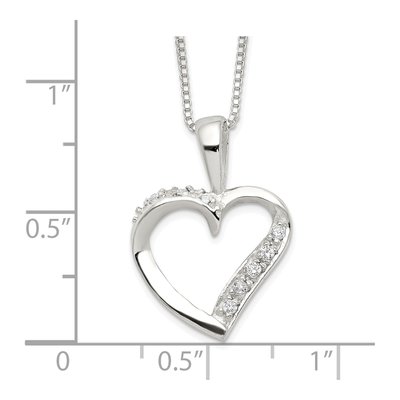 Sterling Silver CZ Heart Pendant Necklace – view 6
