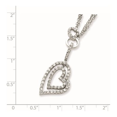 Sterling Silver CZ Double Heart Pendant Necklace – view 2