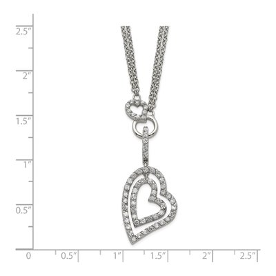 Sterling Silver CZ Double Heart Pendant Necklace – view 3