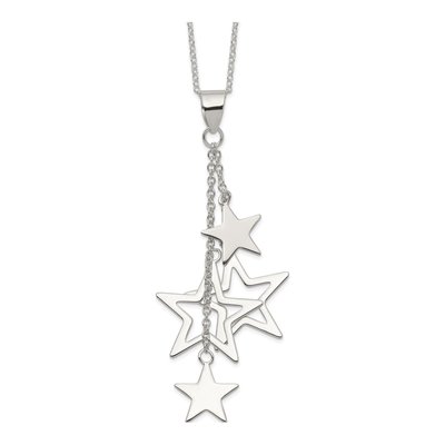Sterling Silver Dangling Stars Pendant Necklace
