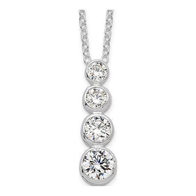 Sterling Silver CZ Journey Pendant Necklace