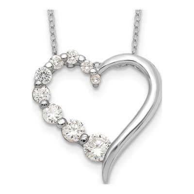 Sterling Silver CZ Open Heart Journey Pendant Necklace