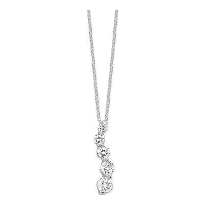 Sterling Silver CZ Journey Pendant Necklace