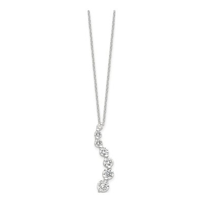 Sterling Silver CZ Journey Pendant Necklace – view 3