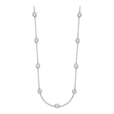 Sterling Silver CZ Station Necklace – view 3