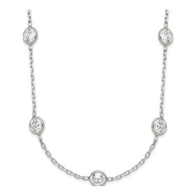 Sterling Silver CZ Station Necklace