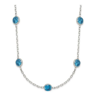 Sterling Silver CZ Station Necklace