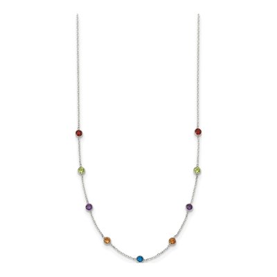 Sterling Silver 9-Station Multicolor CZ Necklace – view 3