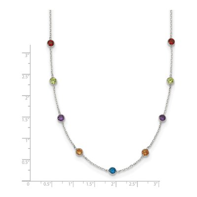 Sterling Silver 9-Station Multicolor CZ Necklace – view 4
