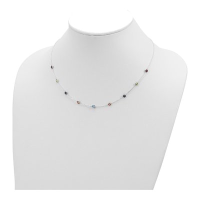 Sterling Silver 9-Station Multicolor CZ Necklace – view 5