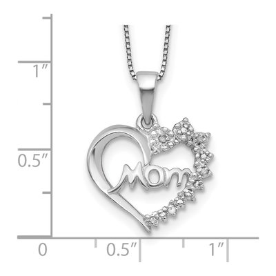 Sterling Silver Diamond Mom Pendant Necklace – view 4