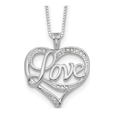 Sterling Silver Diamond Love Pendant Necklace