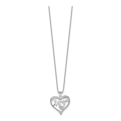 Sterling Silver Diamond Mom Pendant Necklace – view 3