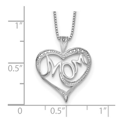 Sterling Silver Diamond Mom Pendant Necklace – view 4